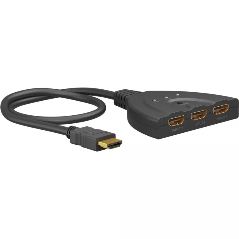 Goobay | HDMI Switch 3 zu 1 (4K @ 30 Hz) | 58487 | Schwarz | HDMI-Buchse | 3 HDMI-Buchse | 0,58 m