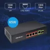 Ethernet PoE Switch QOLTEC 52296 — 4x RJ45 PoE-Ports, 1x RJ45 Uplink