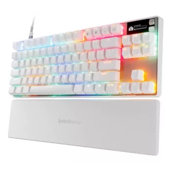 Mechanische TKL-Gaming-Tastatur STEELSERIES Apex Pro TKL Gen 3 Weiß — US-Layout, RGB, einstellbare Schalter