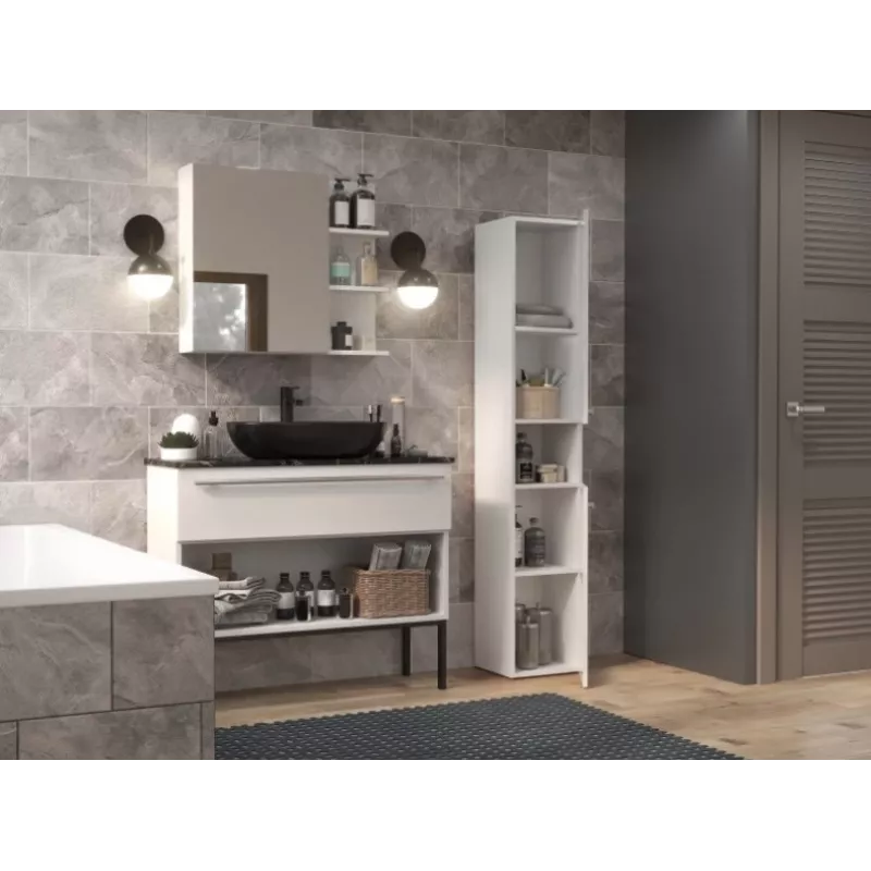 Badezimmerschrank NEL I 31x30x174 cm, weiß, glänzend