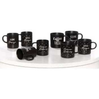 Porzellan-Kaffeetassen-Set von ritzenhoff & breker SVART 390 ml, spülmaschinenfest, schwarz, 4er-Set