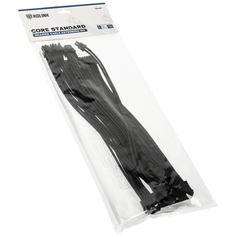 Kolink Core Standard Braided Kabel Extension Kit - Jet Schwarz