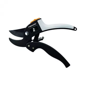 Astschere Fiskars 1000575 Amboss — Hand-Gartenschere zum Schneiden von trockenem Holz, schwarz/orange