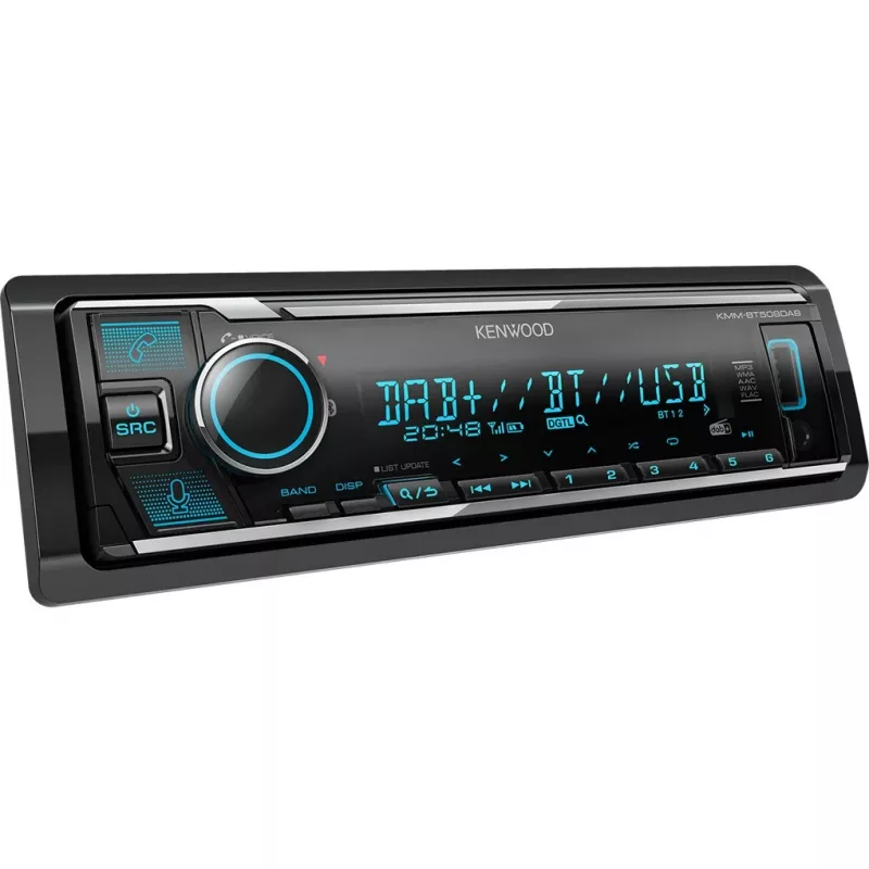 Kenwood KMM-BT508DAB, schwarz, 1 DIN, 200 W, 50 W, 24 h, AAC, FLAC, MP3, WAV, WMA