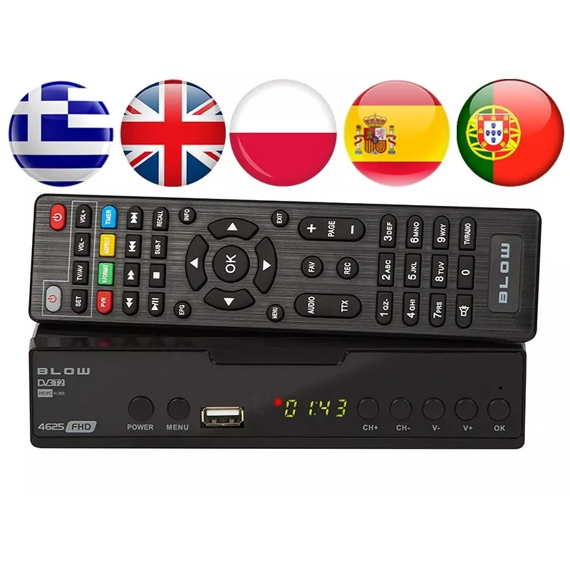 Digitaler TV-Tuner BLOW 4625FHD DVB-T2 H.265 terrestrischer Receiver, HDMI, USB, SCART, Ethernet, S/PDIF
