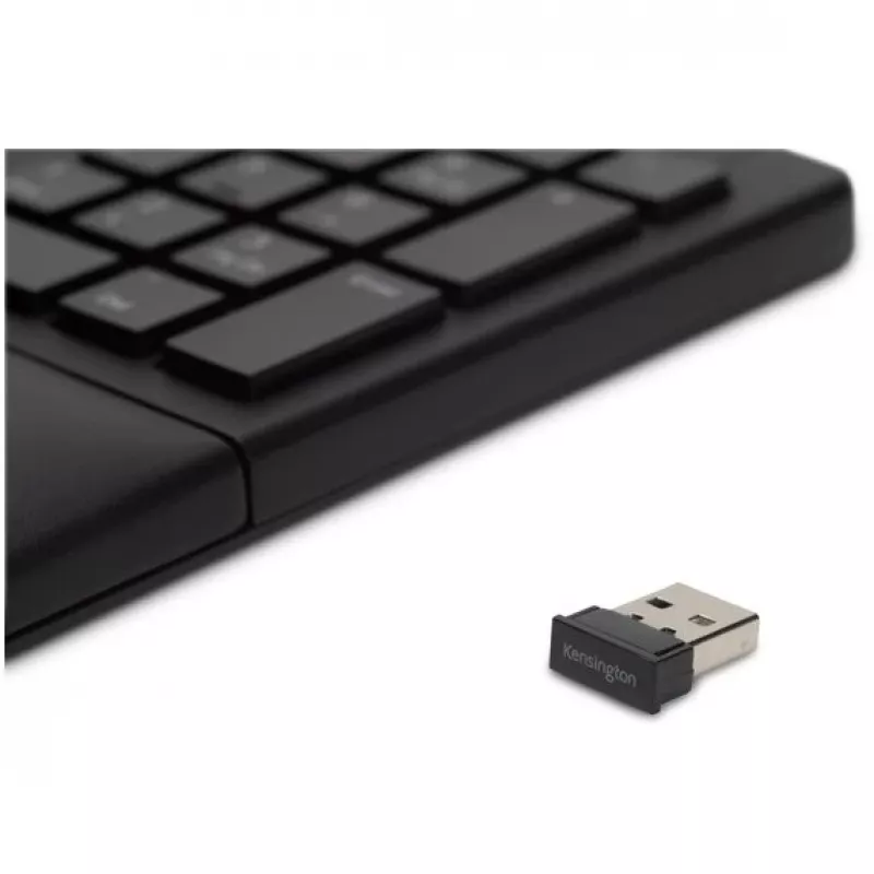 Kensington ProFit Ergo Wireless-Tastatur FR, Full-Size (100%), Kabelgebunden & Kabellos, RF Wireless + USB, AZERTY, Schwarz