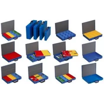 Kleinteilekoffer allit EuroPlus Pro M 44H-48 blau – Metall-Organizerbox, tragbarer Aufbewahrungskoffer für Kleinteile