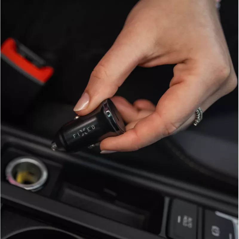 Auto-USB-C-Ladegerät FIXED FIXCC20N-C-BK 20W, einzelner USB-C-Anschluss, kompakt schwarz für 12V-Buchse