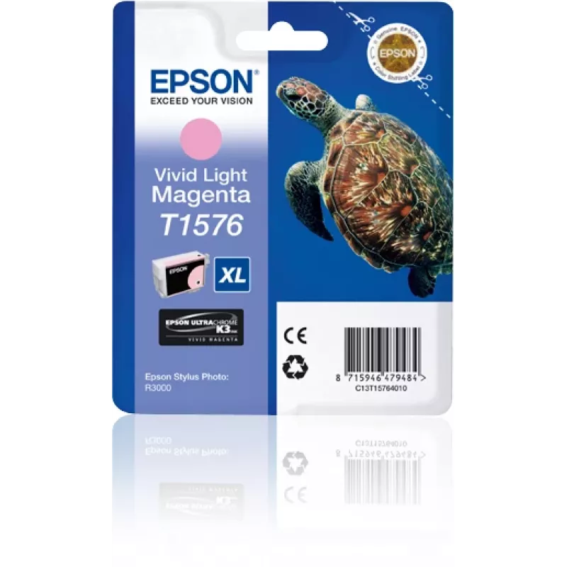 Epson Turtle T1576 Vivid Light Magenta, High (XL) Yield, Vivid light Magenta, Pigmentbasierte Tinte, 25,9 ml, 1 Stück, 2300 Seiten