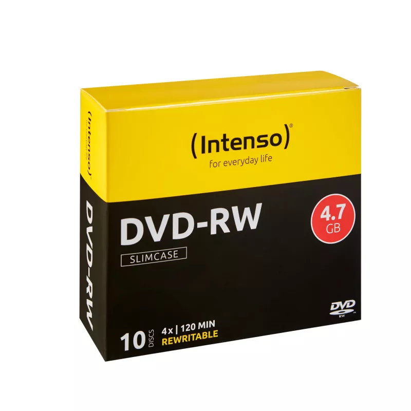 INTENSO DVD-RW 4,7 GB 4x, 10 Stück, 120 mm optische Disc, Slimcase