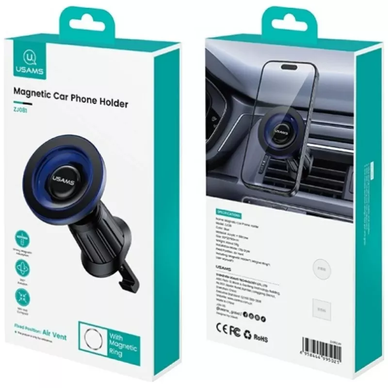 Magnetische Auto-Handyhalterung usams ZJ081 — magnetische Halterung für Smartphones, kompaktes Design, einfache Installation