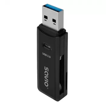 Kartenleser SAVIO AK-64 USB 3.2 Gen 1 Typ-A-Ausgang, MicroSD-Steckplatz, 5000 Mbit/s, schwarz