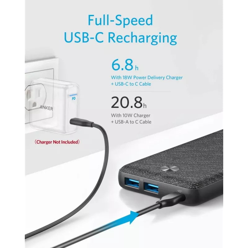 POWER BANK USB 20000MAH Schwarz/A1365G11 ANKER