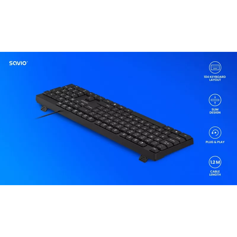 Savio KB-01 Tastatur Home/Office USB QWERTY US Englisch Schwarz