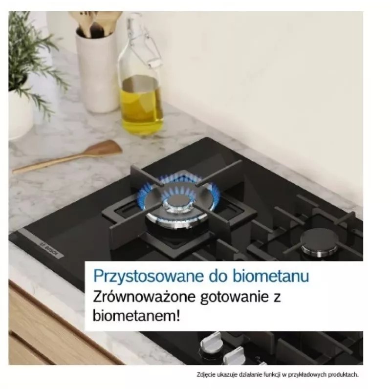 Eingebautes Gas-Kochfeld Bosch PPP6A2I40, 4 Zonen, Gusseisenroste, schwarz, 590×520×54 mm, Drehknopfsteuerung