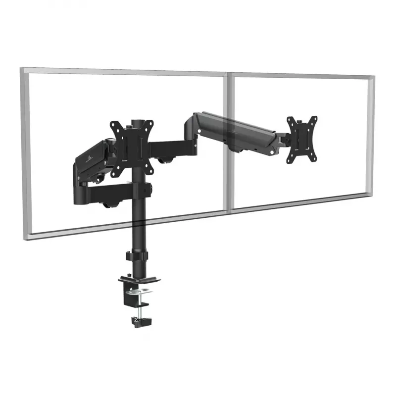 Maclean 2-fach Monitorhalterung, Gasfeder, 17-32 inch, 2-10 kg, schwarz, MC-136