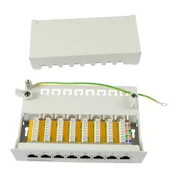 Patchpanel 8xTP, CAT6A, 500 Mhz, Aufputzmontage, hellgrau, Syner (S216314)