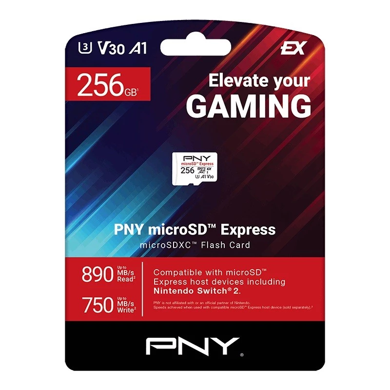 MicroSDXC-Speicherkarte PNY microSD Express 256 GB UHS‑I Lesen 890 MB/s Schreiben 750 MB/s U3 V30