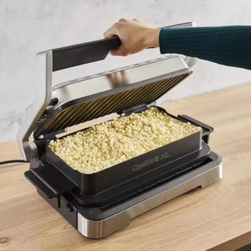 Elektrischer Kontaktgrill Tefal OptiGrill+ XL Edelstahl — große Kapazität, automatische Garprogramme