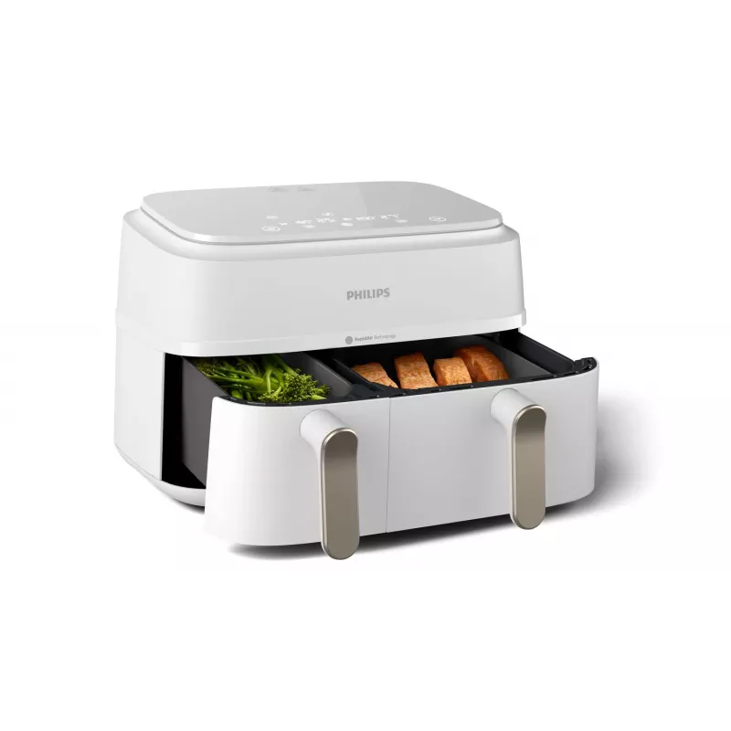 Philips 3000 series NA353/10 Fritteuse Doppelt 9 L Standgerät 2750 W Heißluftfritteuse Silber, Weiß