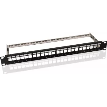 helos Modular Rack Keystone Patch Panel 19 Zoll 1U 24-Port, schwarz