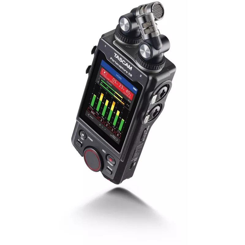 Tragbarer Mehrspur-Audio-Rekorder Tascam Portacapture X8 — 6-Kanal, 24/32-Bit, bis zu 96 kHz, 4 XLR/TRS-Combo-Eingänge, SD-Karte, USB-C, Batterie oder Netzteil