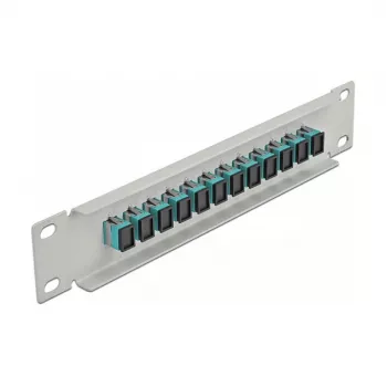 Glasfaser-Patchpanel DeLOCK 10 Zoll 12 Port SC Simplex Aqua 1U Grau