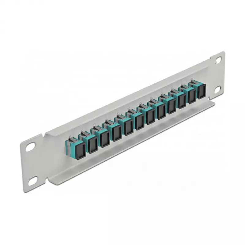 Glasfaser-Patchpanel DeLOCK 10 Zoll 12 Port SC Simplex Aqua 1U Grau