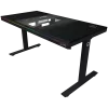 Dual-Motor-Sitz-/Steh-Höhenverstellbarer Gaming-Tisch mit integriertem PC-Gehäuse, kabellosem Ladegerät, RGB-Beleuchtung, Bedienfeld und USB-Anschlüssen, PB-Melamin-Tischplatte, schwarz