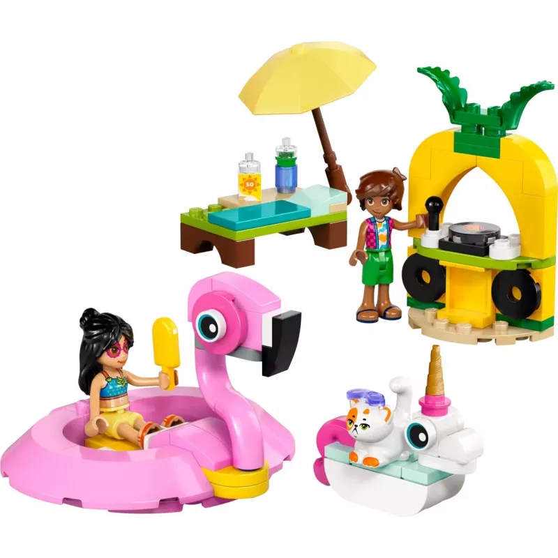 Konstruktionsspielzeug LEGO Friends Set 42658 Poolparty mit Einhorn und Flamingo, Figuren und Zubehör