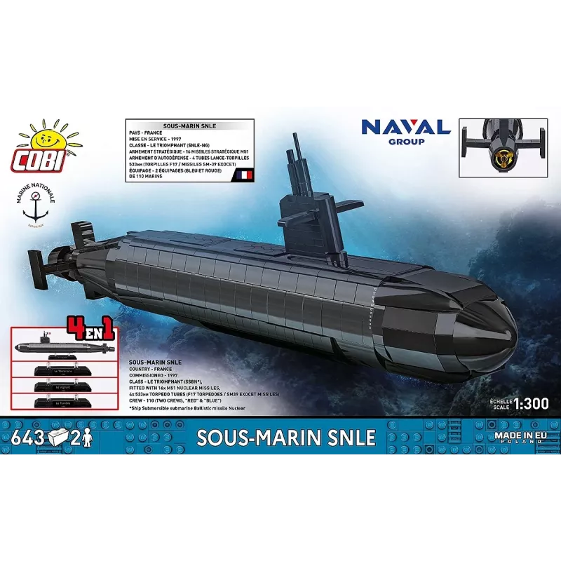 Cobi Blocks Sous-Marin SNLE Konstruktionsset — 643 Teile