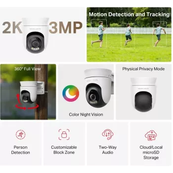 IP-Sicherheitskamera MERCUSYS MC510 Dome 2 MP, 2304×1296, 30 fps, WLAN & Ethernet, IR-Nachtsicht, Deckenmontage, weiß
