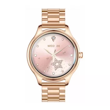Smartwatch Colmi L28 mit goldenem Gehäuse und goldenem Edelstahlarmband