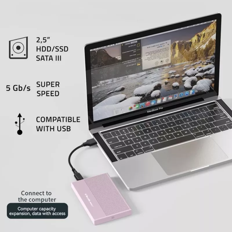 Gehäuse für SSD HDD 2,5 Zoll, SATA, USB 3.0, 2 TB