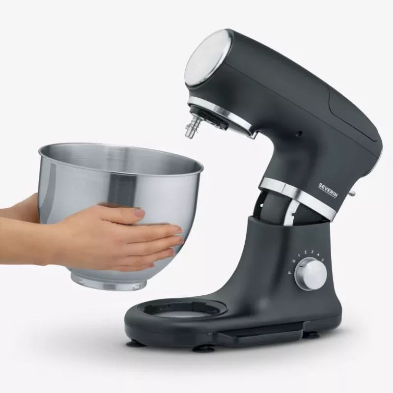Küchenmaschine Severin KM 3898 1000 W 5,5 L Schwarz Gebürsteter Stahl Silber
