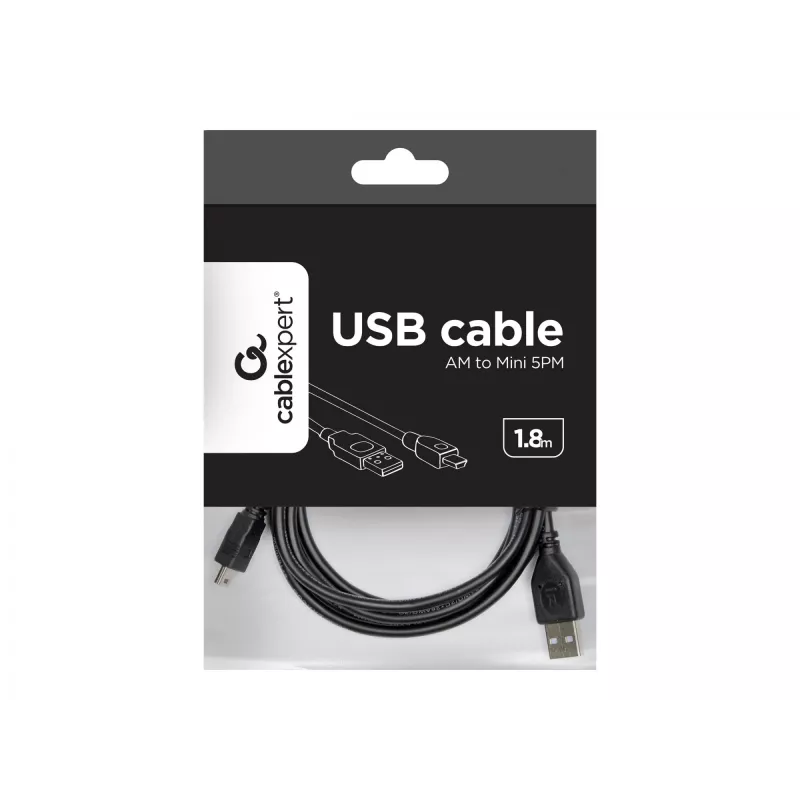 Gembird 1,8 m USB 2.0 A/Mini-USB M USB-Kabel USB A Mini-USB B Schwarz
