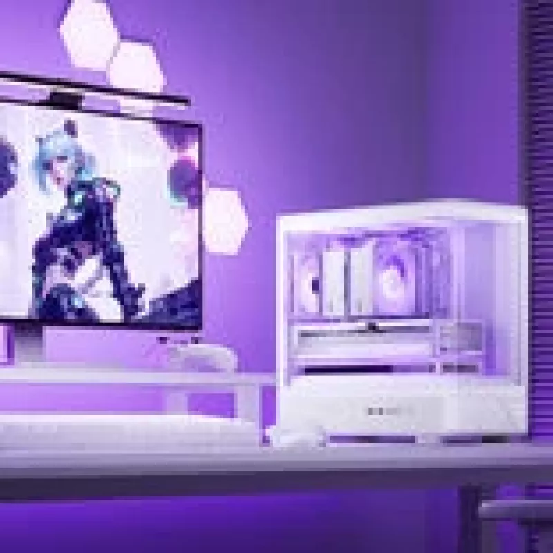 Jonsbo D200 weißes mATX Mid-Tower-Gehäuse mit gehärtetem Glas und Mini Temp-Anzeige
