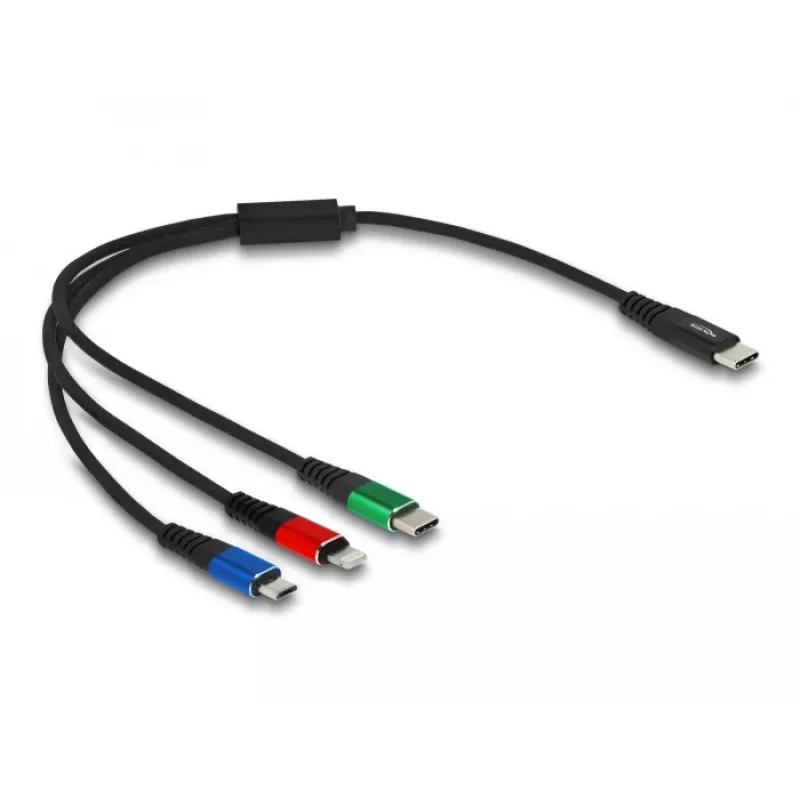 DeLOCK USB-Ladekabel 3-in-1 USB Type-C Lightning Micro USB 30 cm