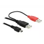 USB-Kabel DeLOCK 2x USB2.0-A Stecker / USB mini 5-polig 1 m Schwarz