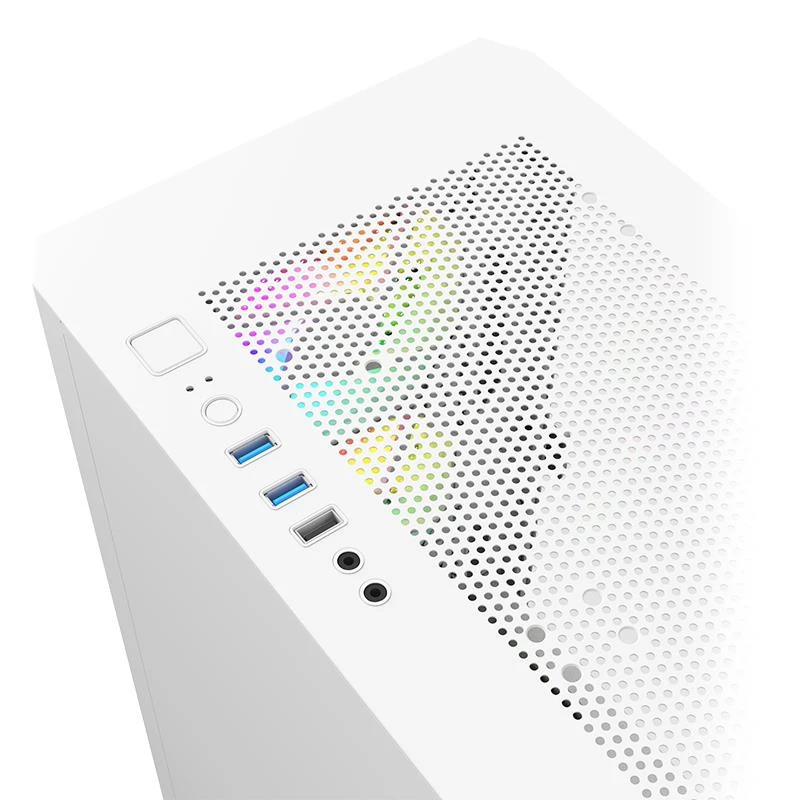 Montech AIR 100 ARGB MICRO-ATX-Tower mit vier vorinstallierten ARGB-Lüftern, ultra-minimalistischem Design, feinem Mesh-Frontpanel, hohem Luftstrom, einzigartiger Seite