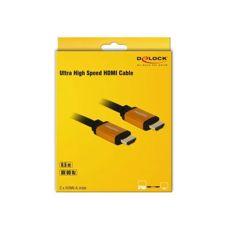 DeLOCK - HDMI-Kabel - HDMI (M) auf HDMI (M) - 50 cm - Dreifachisolierung - Schwarz, Gold - 8K-Unterstützung