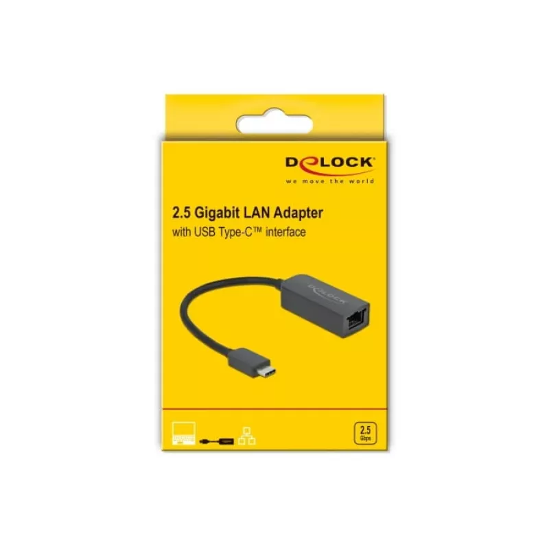 Adapter USB Type-C Stecker auf 2,5 Gigabit LAN kompakt DeLOCK 66645