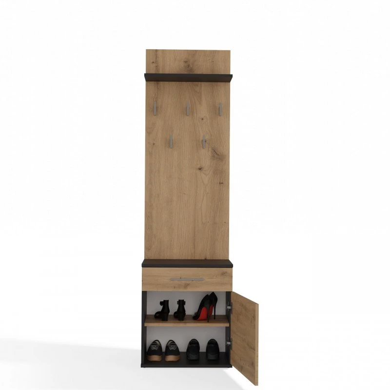 Top e Shop DUO WIESZAK ANT/ART Kleiderhaken anthrazit und eiche, Spanplatte, 5 Haken