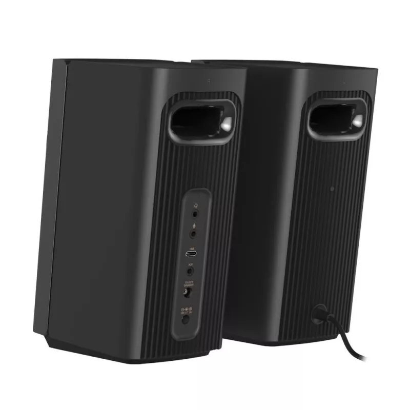 CREATIVE T60 2.0 Kompakte Hi-Fi Desktop-Lautsprecher mit klarem Dialog und Surround durch Sound Blaster SmartComms Kit, USB-C Audio-, Mikrofon- und Headset-Anschlüsse B