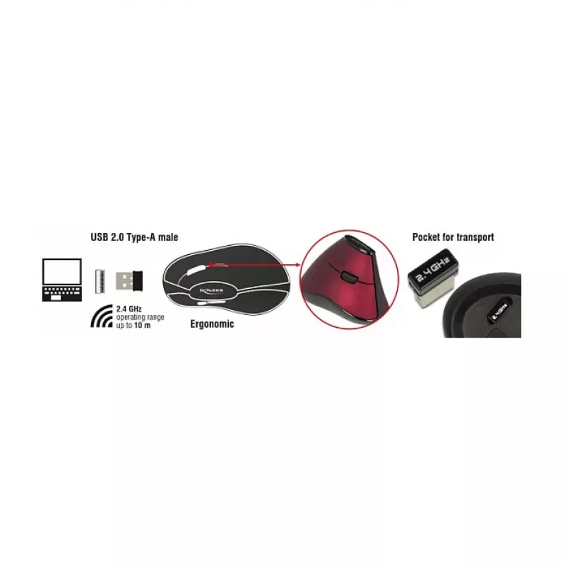 Maus DeLOCK 12528 RF Wireless Optisch 1000 DPI