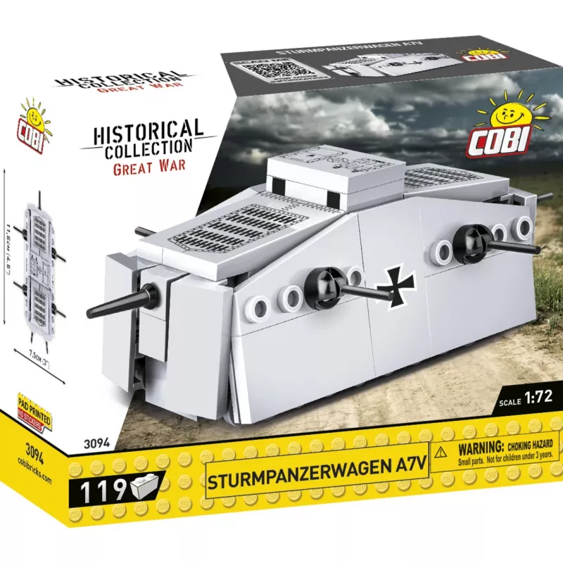 Bauset COBI Sturmpanzerwagen A7V — 119-teilig, empfohlen ab 5 Jahren, Silber