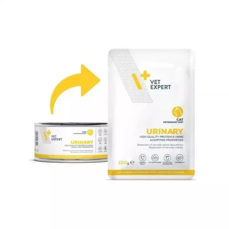 Feuchte Veterinärdiät für Katzen VETEXPERT Urinary, Geflügel, Beutel 100 g, adult, zucker- und konservierungsstofffrei