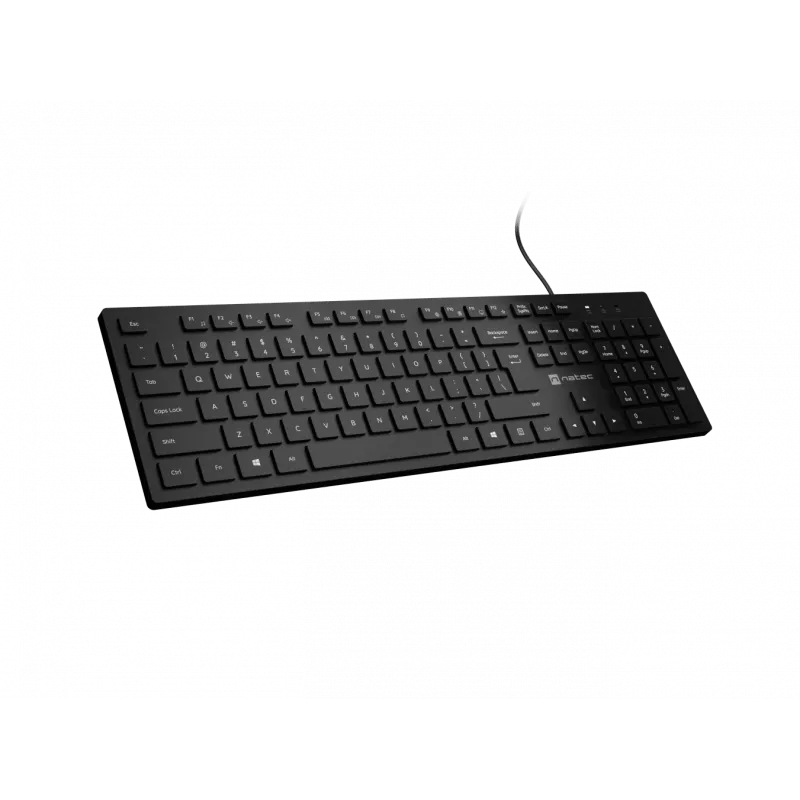 Kabelgebundene schlank-Multimedia-Tastatur NATEC HERRING — schwarz, Low-Profile-Layout, Multimediatasten