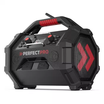 Tragbares Baustellenradio PerfectPro ROCKTAGON 18V — batteriebetriebenes Baustellenradio