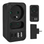 Power Splitter MACLEAN MCE249 F/B – 2 AC-Steckdosen (16A + 6A) mit 2×USB-A und 2×USB-C PD 20W, EU-Stecker, schwarz